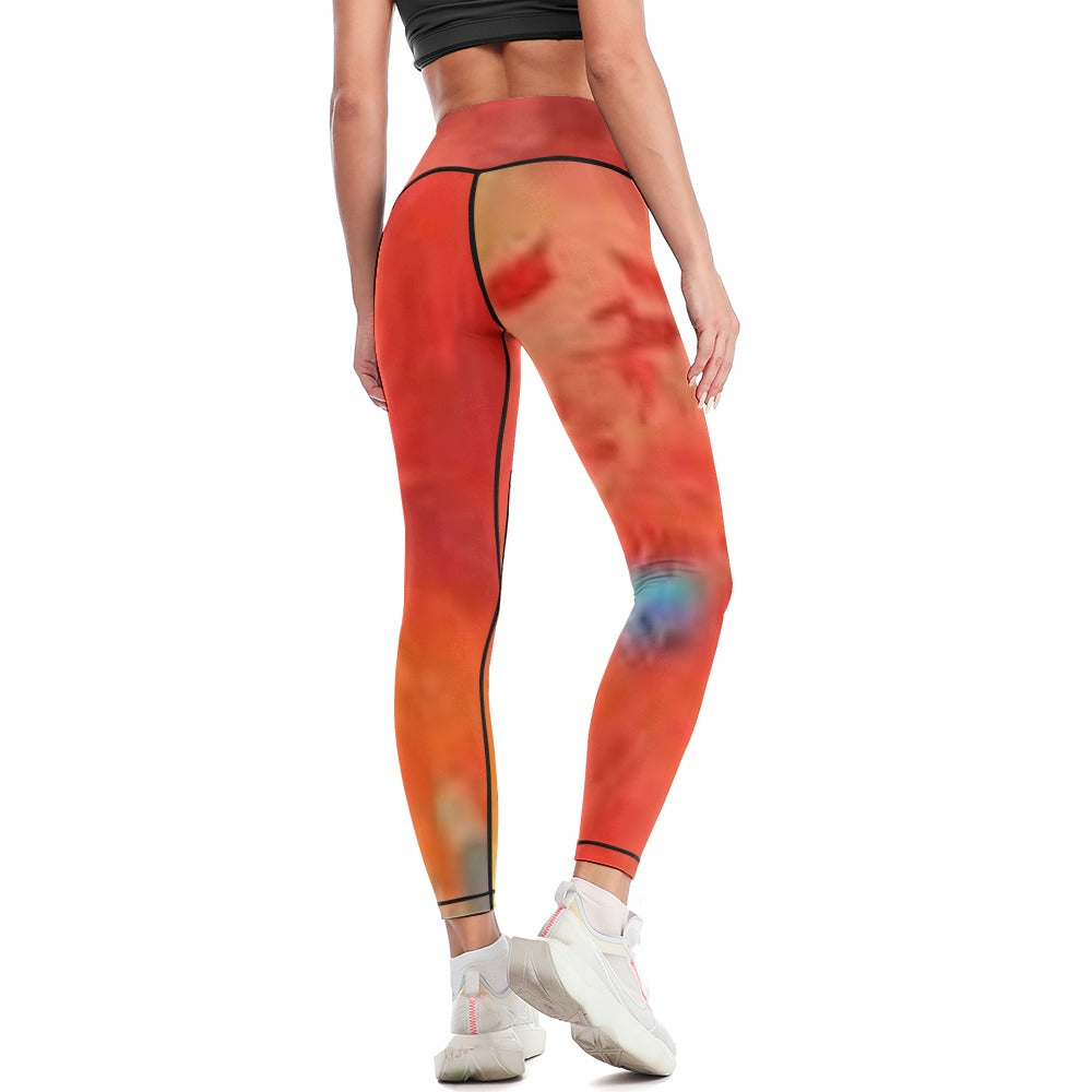 Women's Comfort Orange Tie-Dye Sports Yoga Pants