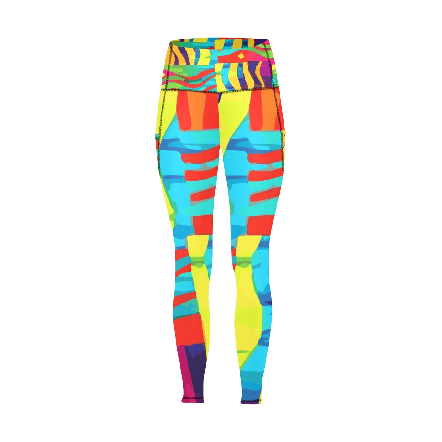 Multicolor Print Leggings with Pockets