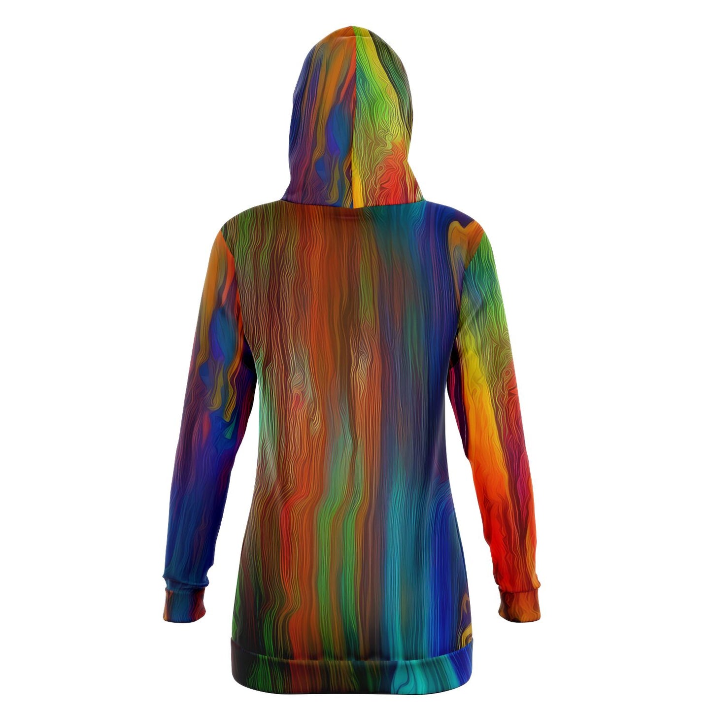 Women's Rainbow Colored Fashion Longline Hoodie