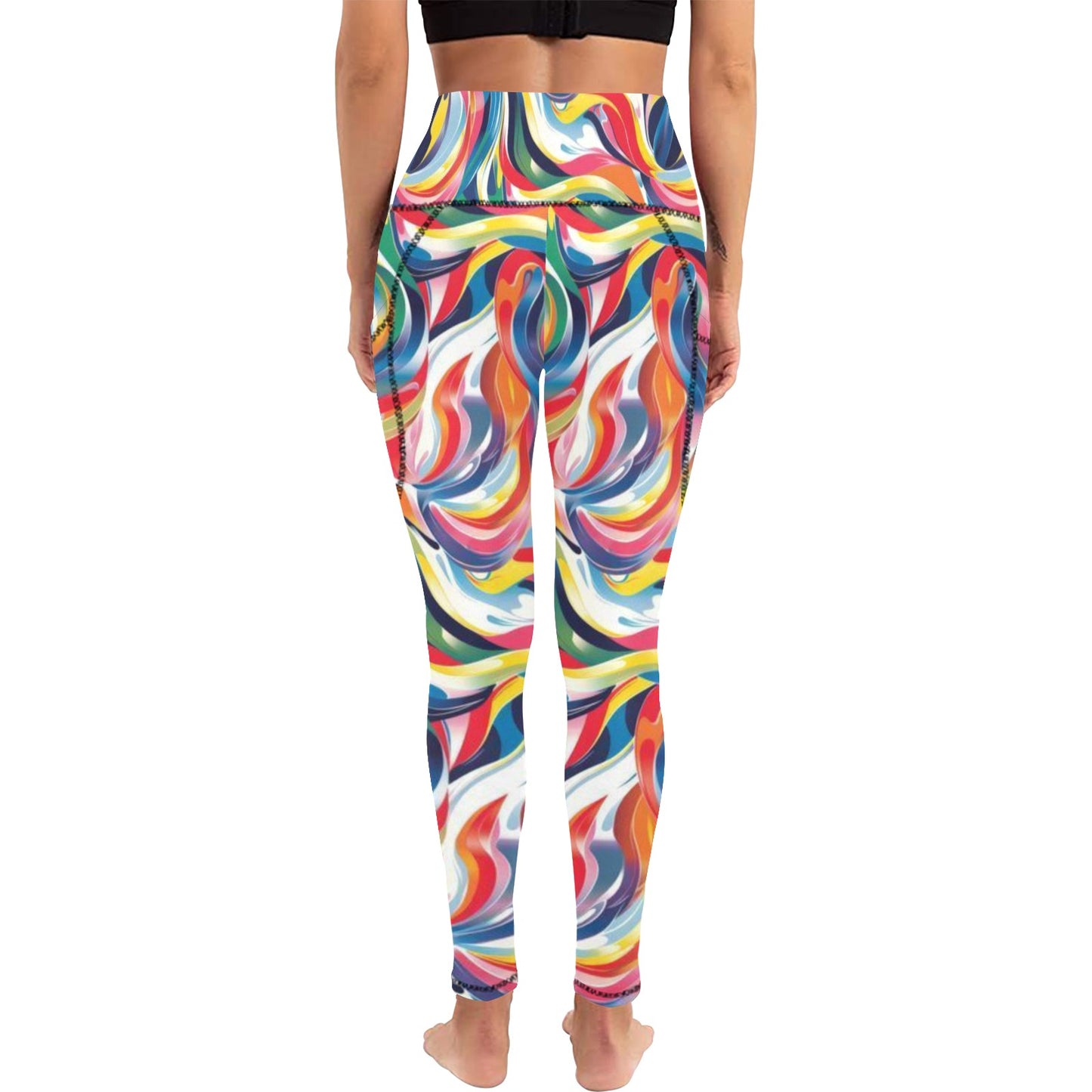 Multi Color Swirl Leggings with Pockets