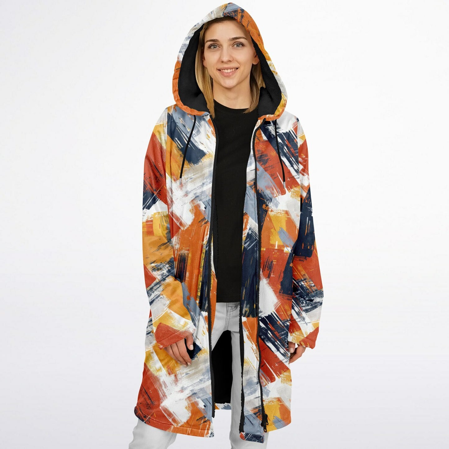 📌 Fall & Winter Warm Hoodie Coat | Abstract Grunge Brushstroke Design