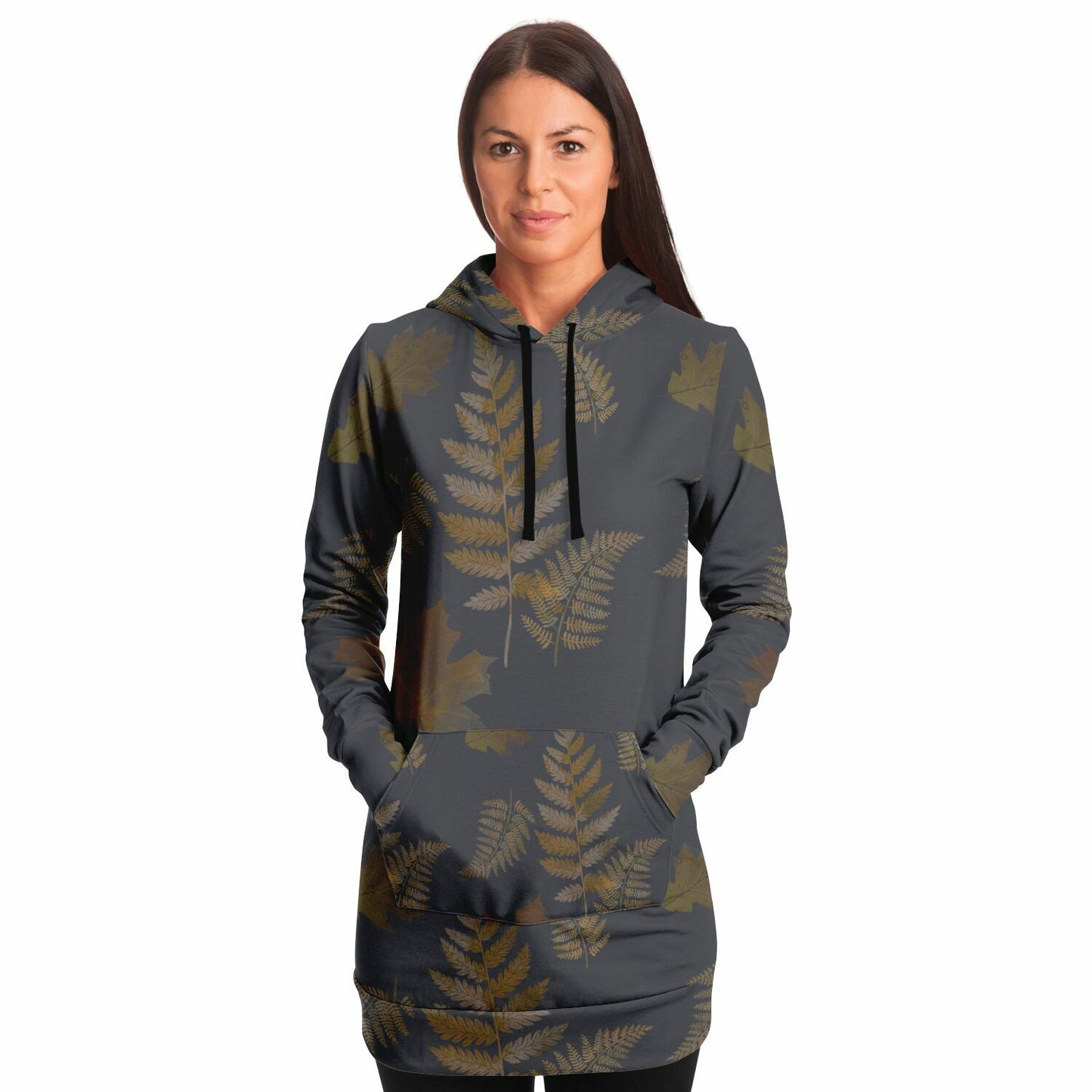 Forest Leaves Fern Hoodie Dress