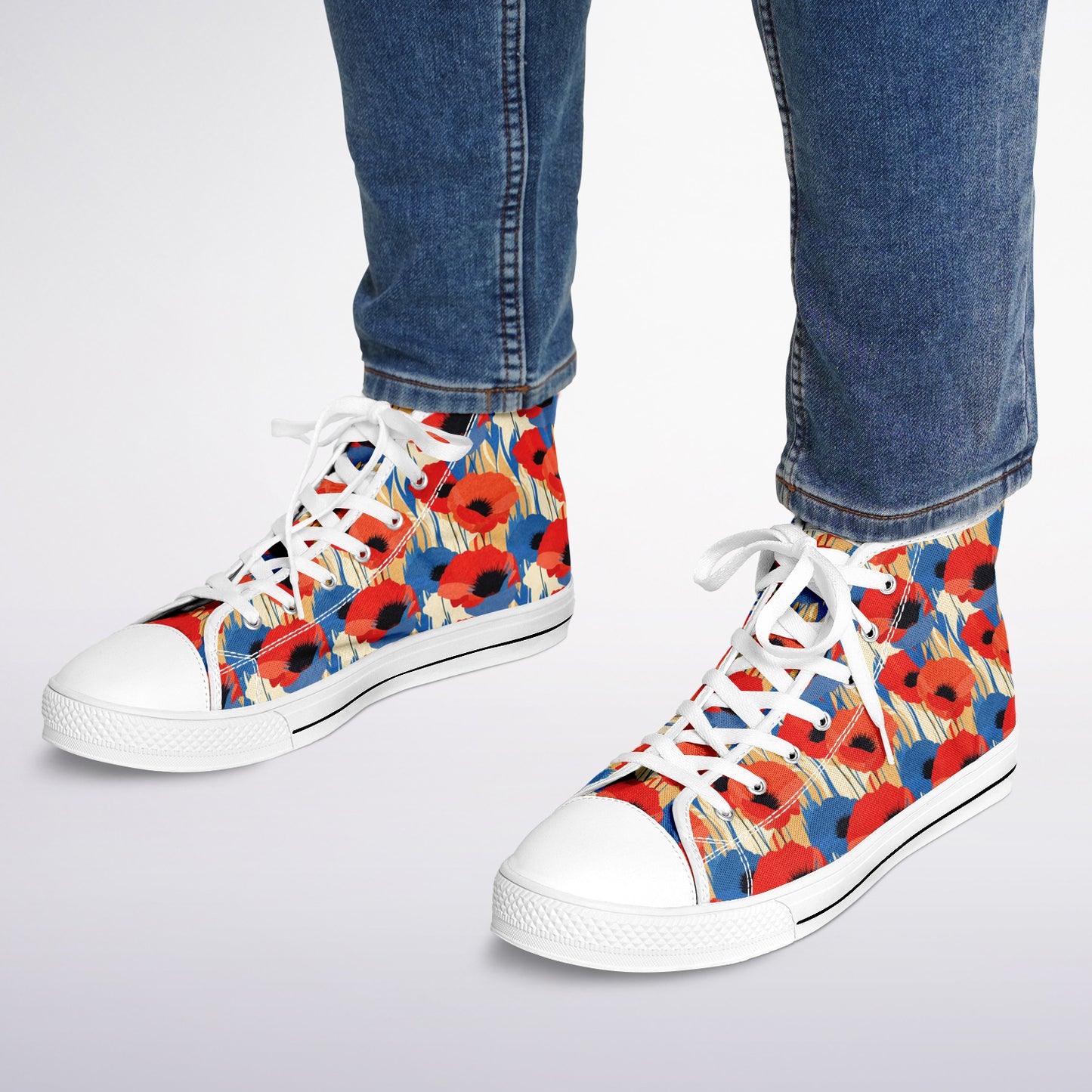 Urban Peak High Top Shoes | Abstract Poppy & Blue Flower Design