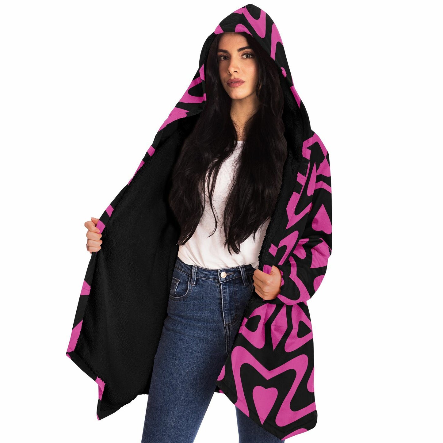 Microfleece Cloak β Pink & Black Hippie Bolo πΈ Because Regular Cloaks Are Boring