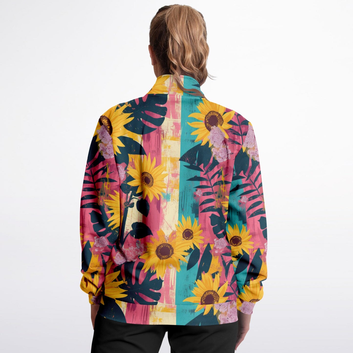 Sunflower Track Jacket – Vibrant Floral Streetwear with Vintage Botanical Design