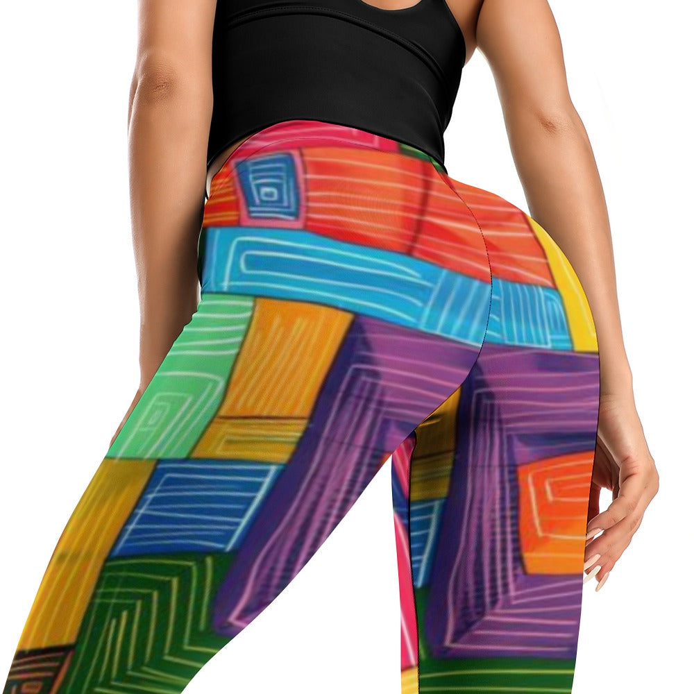 Ladies Yoga Pants Rainbow Colors