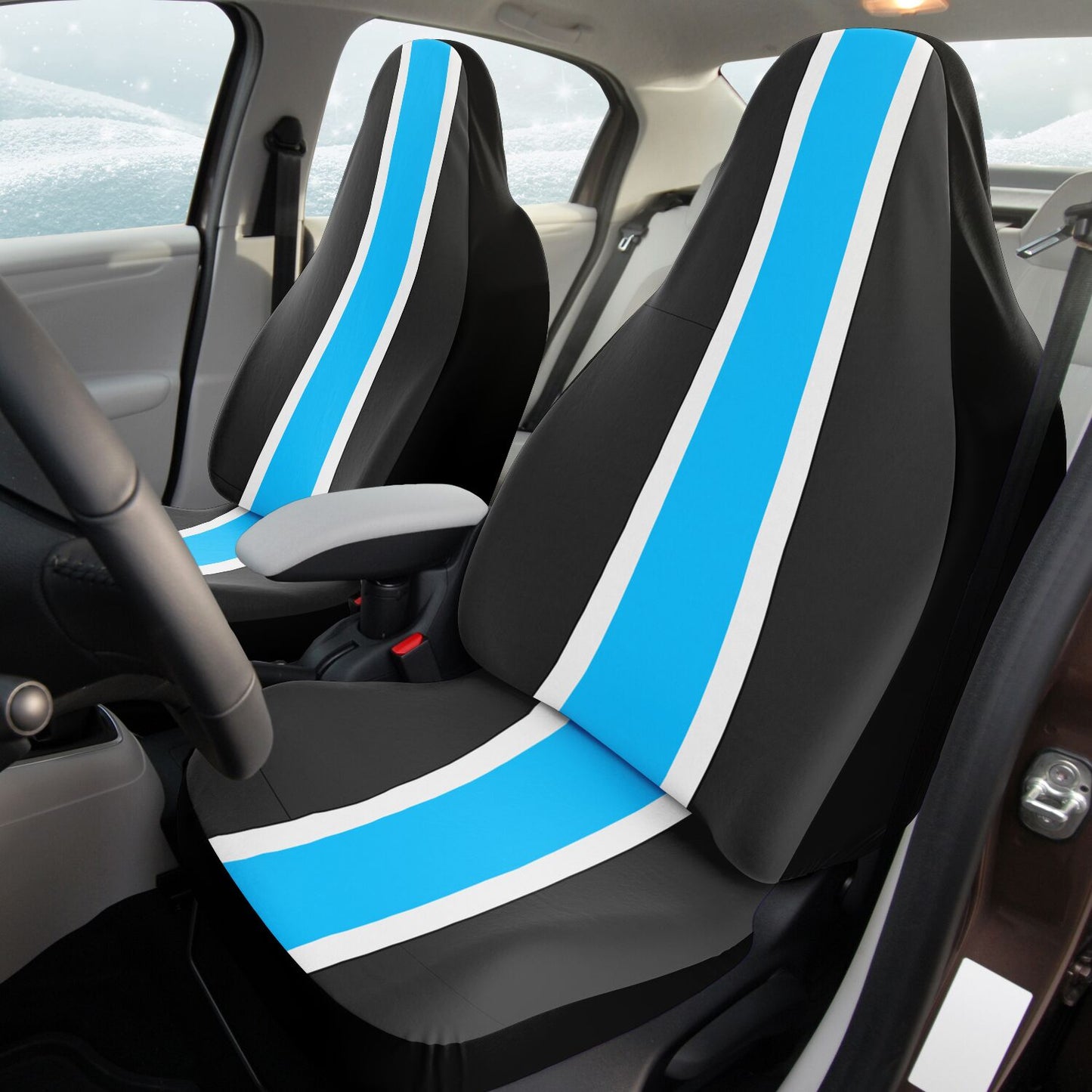 Black Blue & White Car Seat Covers – Modern Stylish Auto Protection Custom Design Unique Gift Custom Design