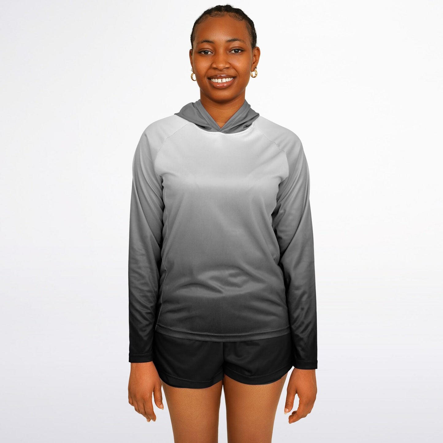 Women's Long Sleeve Hooded Performance Shirt - Gradient Gray copy