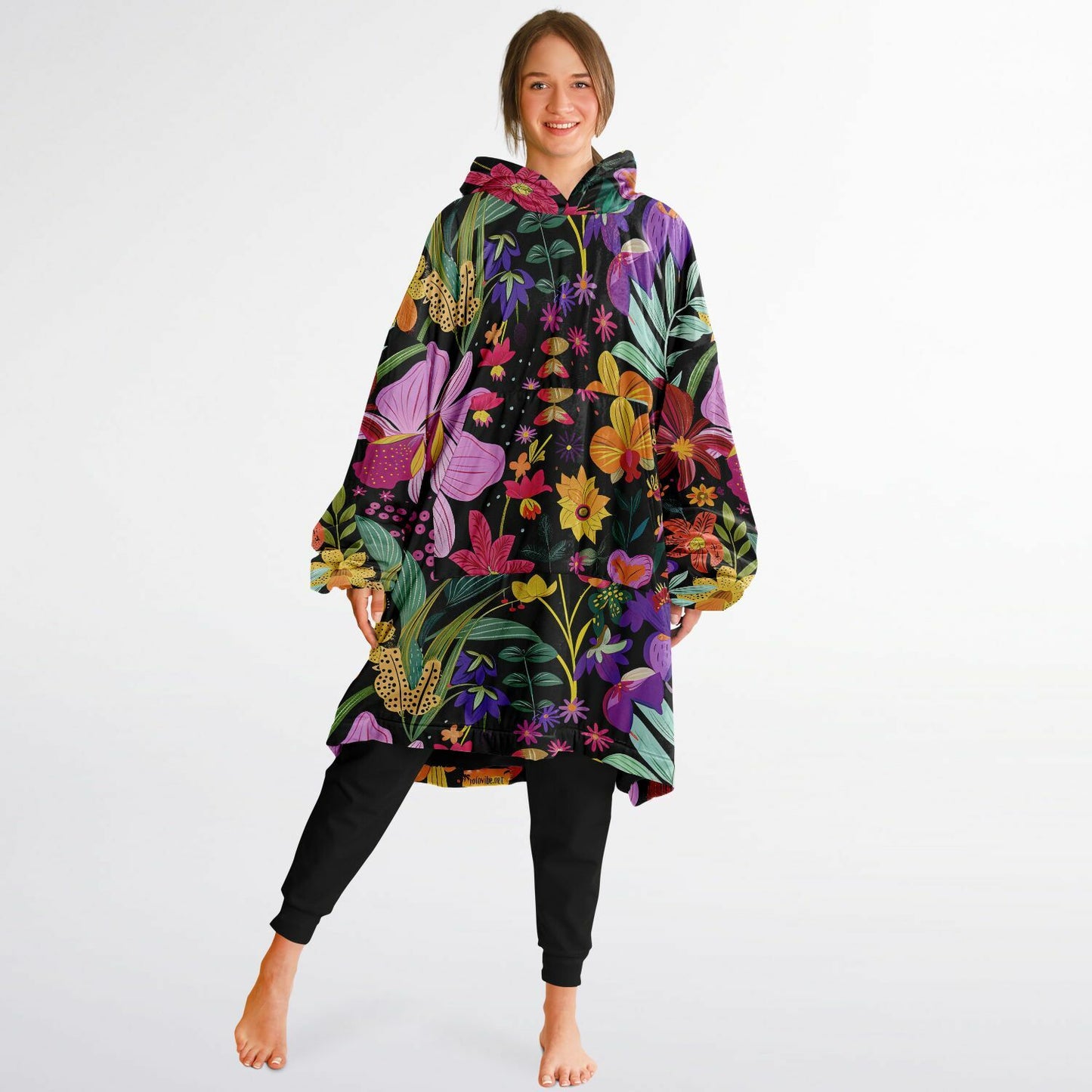 Snug Hoodie: When Your Garden Goes Full Boho Chic Red, Yellow, Purple, White, Black Flower Design