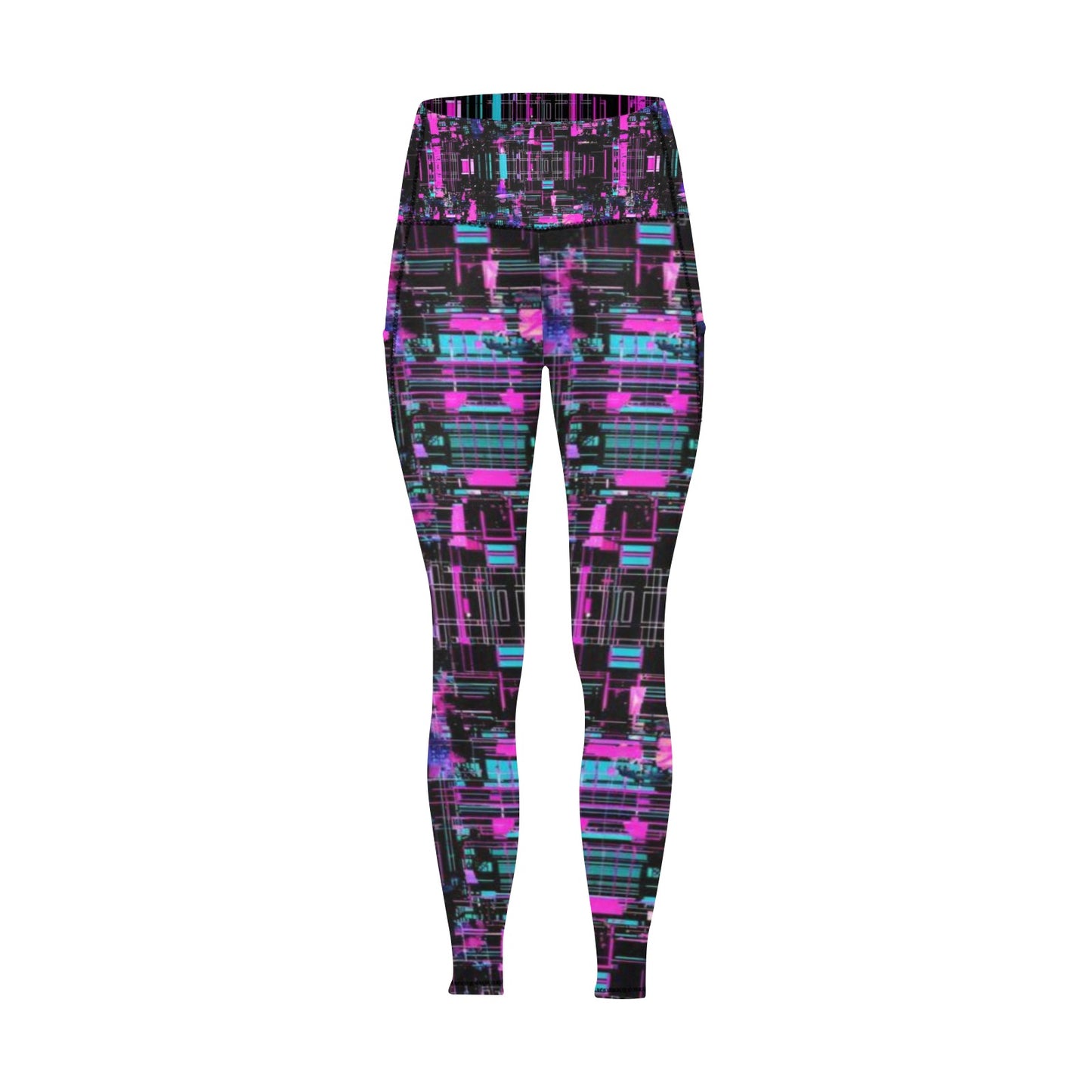 Neon Black and Purple Leggings with Pockets