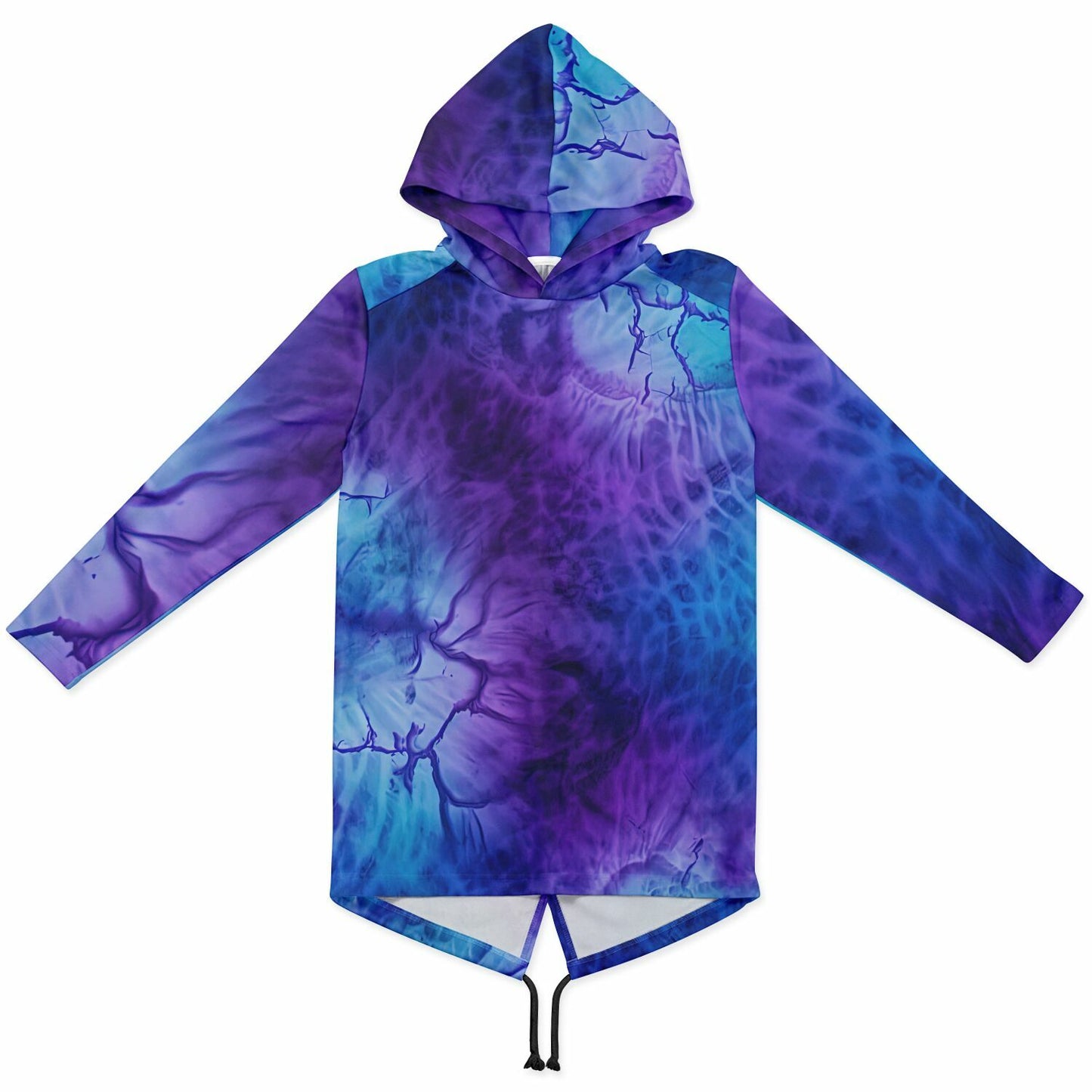 Purple Black Tie Dye Heavyweight Elongated Hoodie – Streetwear Style