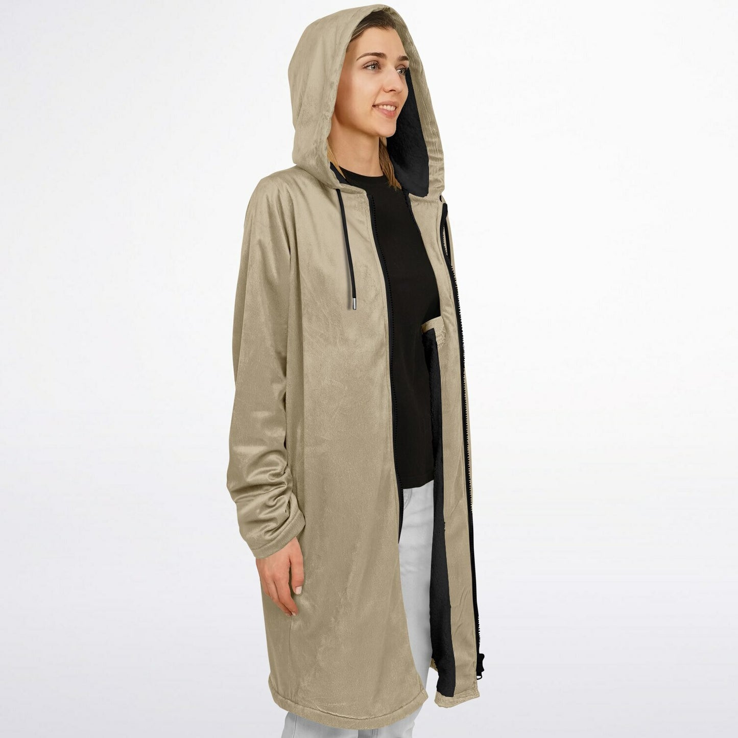 Long Zipper Fleece Hooded Sweatshirt | Maxi Hoodie | Lined Extra Long | Alternative Hoodie copy
