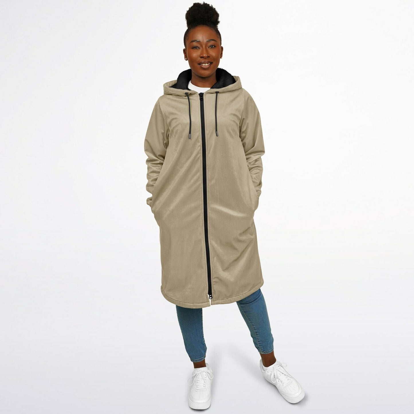 Long Zipper Fleece Hooded Sweatshirt | Maxi Hoodie | Lined Extra Long | Alternative Hoodie copy