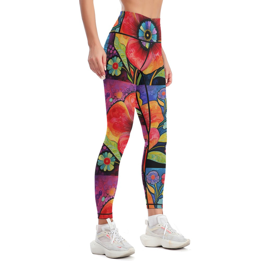 Women's Whimsical Flowers Comfort Sports Yoga Pants