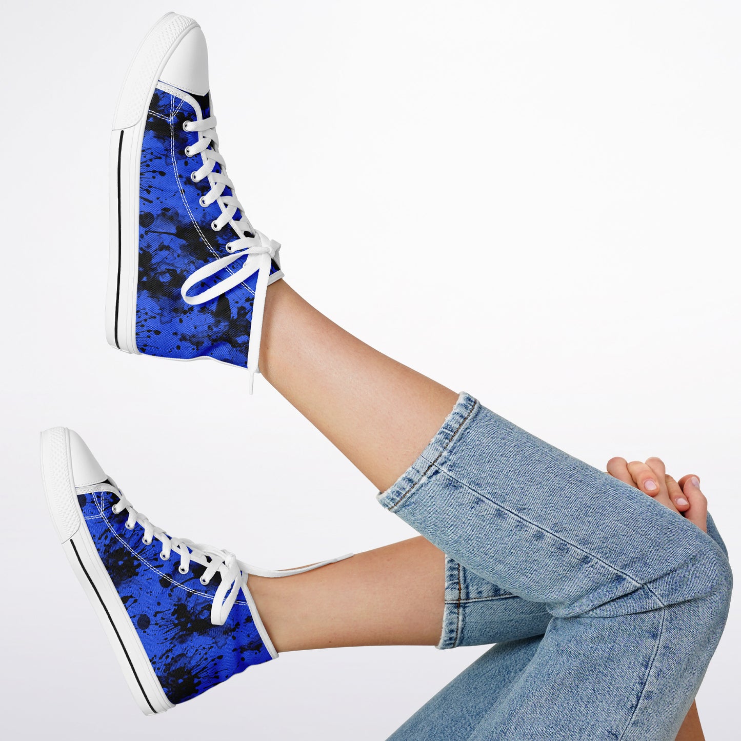 Urban Peak High Top Shoes | Blue, Black & White Ink Splash Grunge Sneakers