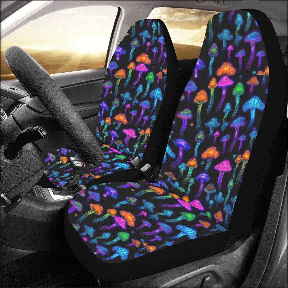 Magic Mushroom World Car Seat Cover For Men & Women, Cute Purple Mushroom Front Bucket Seat Cover For Car Vehicle, Nature seat cover Car Seat Covers (Set of 2)