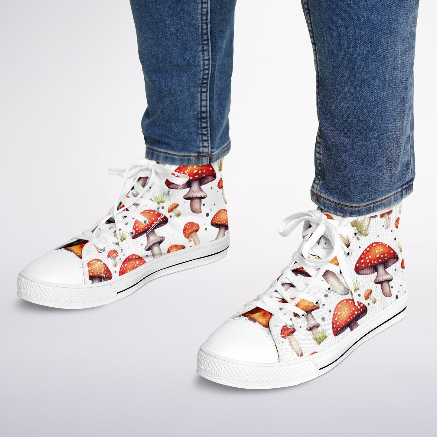 Urban Peak High Top Shoes | Colorful Mushroom Print Sneakers | Creative Nature-Inspired Streetwear