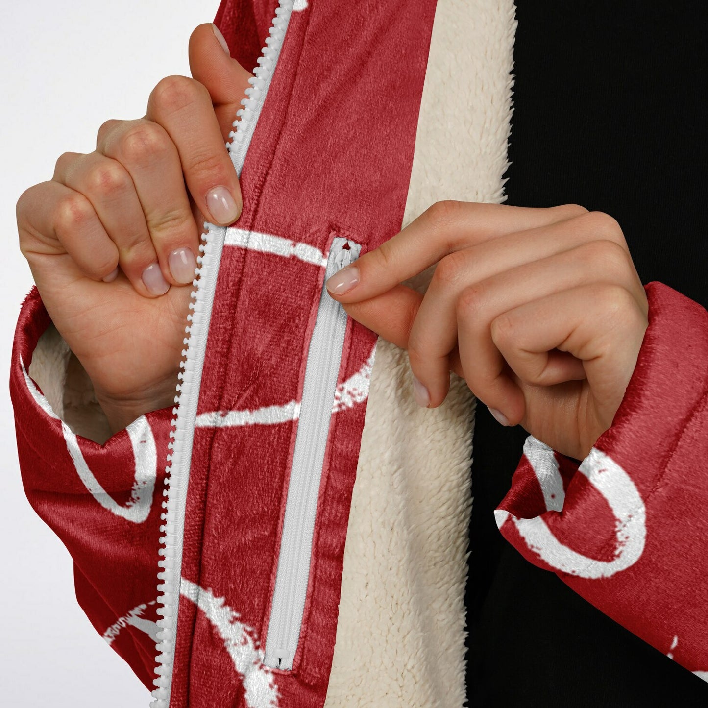Red with White Hearts Zipper Cloak