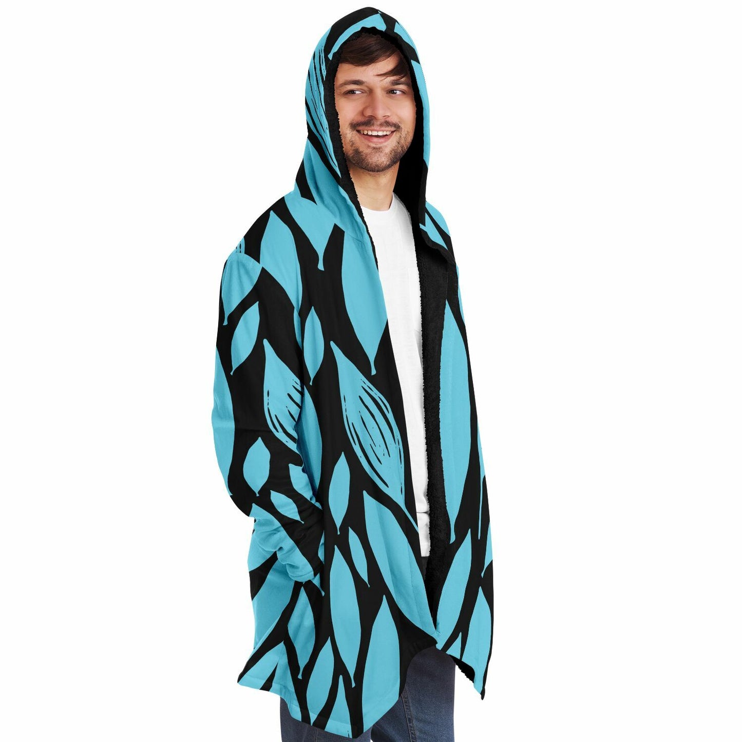 Black & Teal Boho Swirl Microfleece Cloak 🌿 Because Subtlety Is Overrated