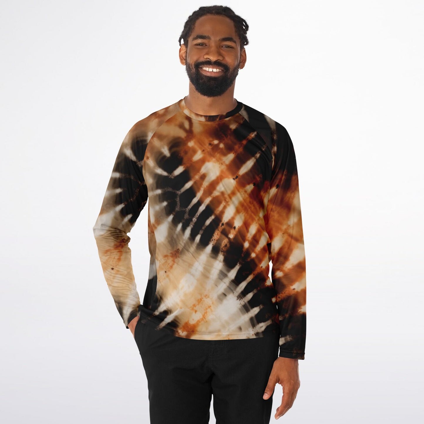 Men’s Long Sleeve Performance Shirt | Tie-Dye Bohemian Abstract Design