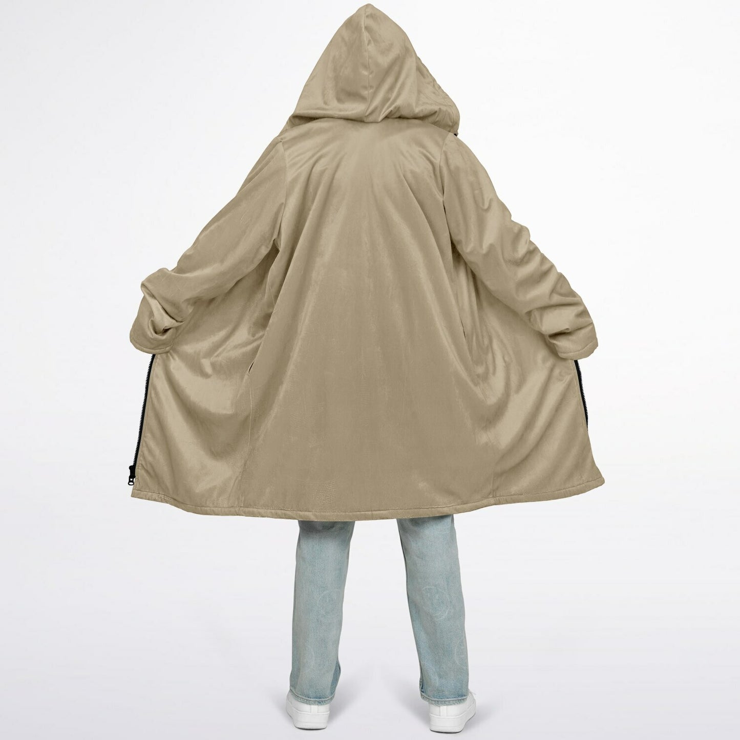 Long Zipper Fleece Hooded Sweatshirt | Maxi Hoodie | Lined Extra Long | Alternative Hoodie copy