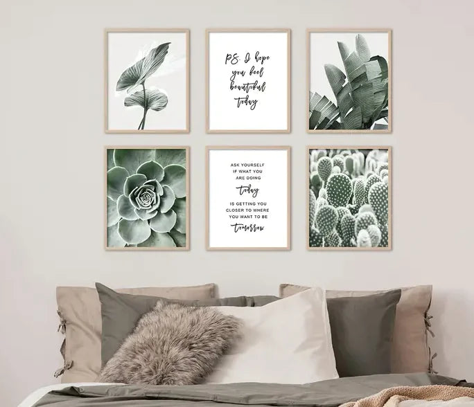 6pcs Botanical Wall Art Prints in Sage Green, 8x10 Inches