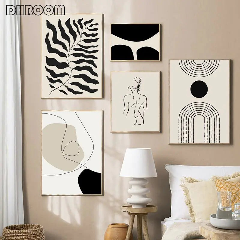 Abstract Boho Canvas Wall Art for Living Room Decor