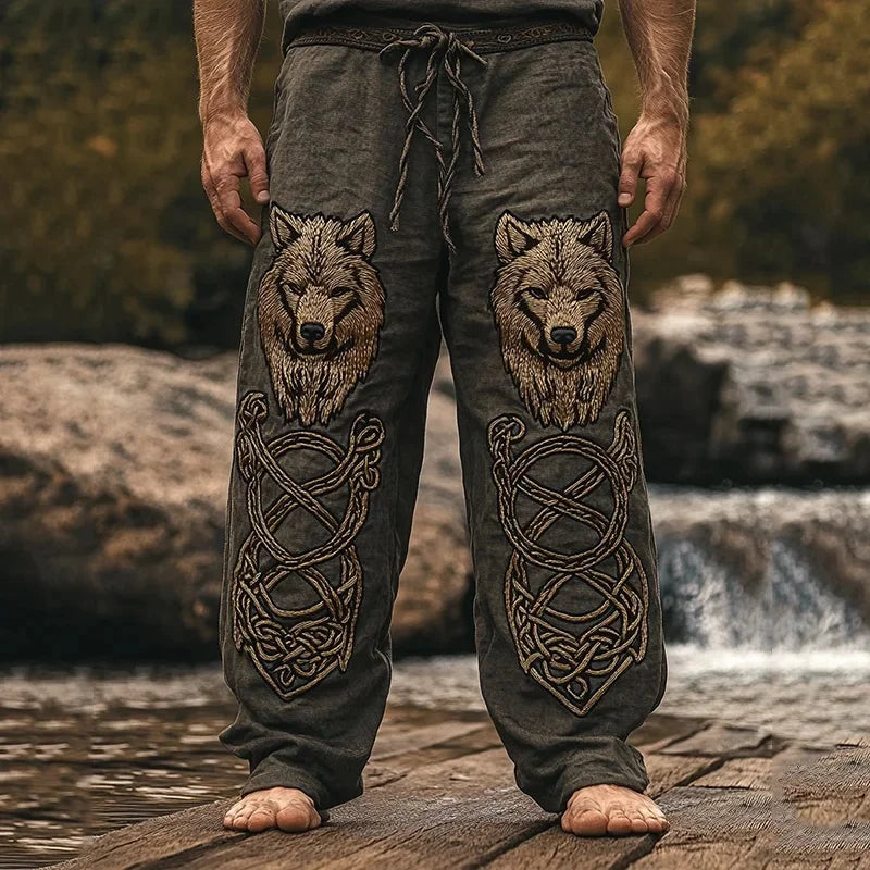 NEW Men's Viking Retro North European Eagle Totem 3D Printed Casual Pants Drawstring Straight Leg Pants Summer Beach Pants