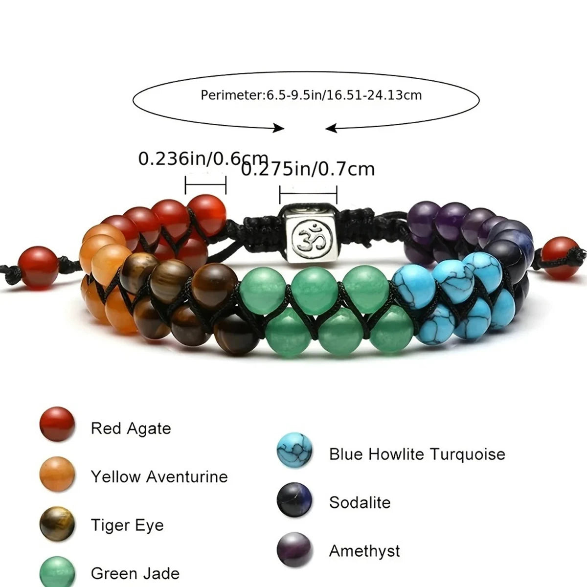 Chakra Treatment Crystal Bracelet Yoga Stone Adjustable Beads Bracelet Meditation Relaxation Anxiety Women's Bracelet
