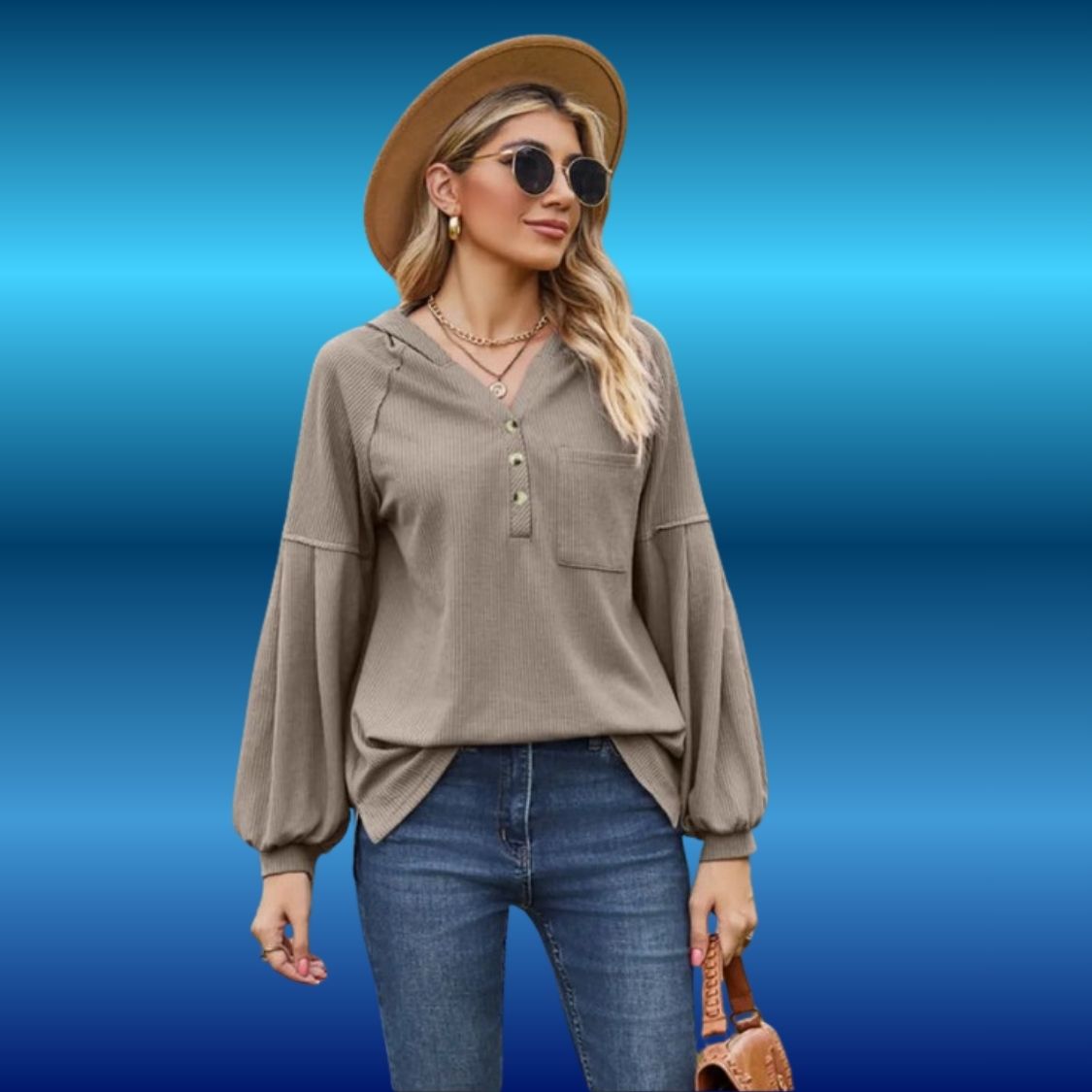 Dropped Shoulder Button-Down Hoodie