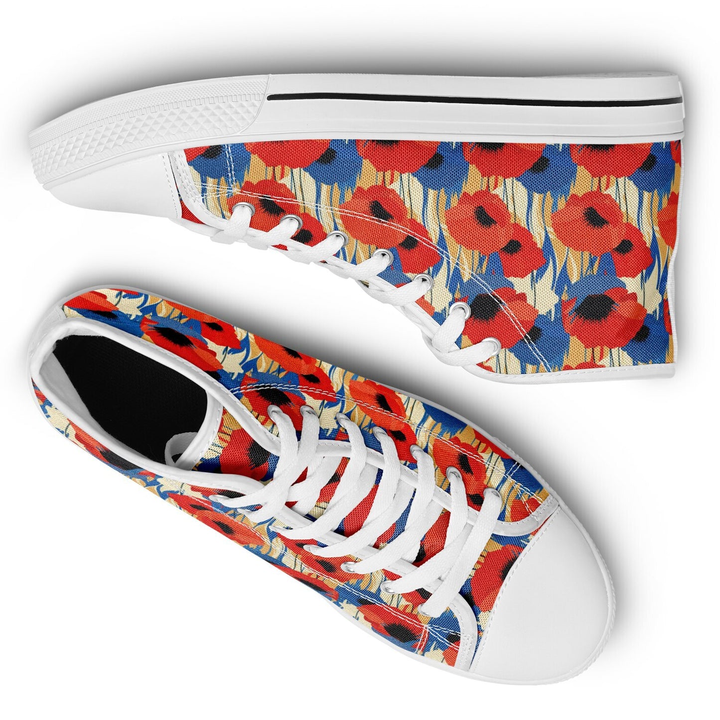 Urban Peak High Top Shoes | Abstract Poppy & Blue Flower Design
