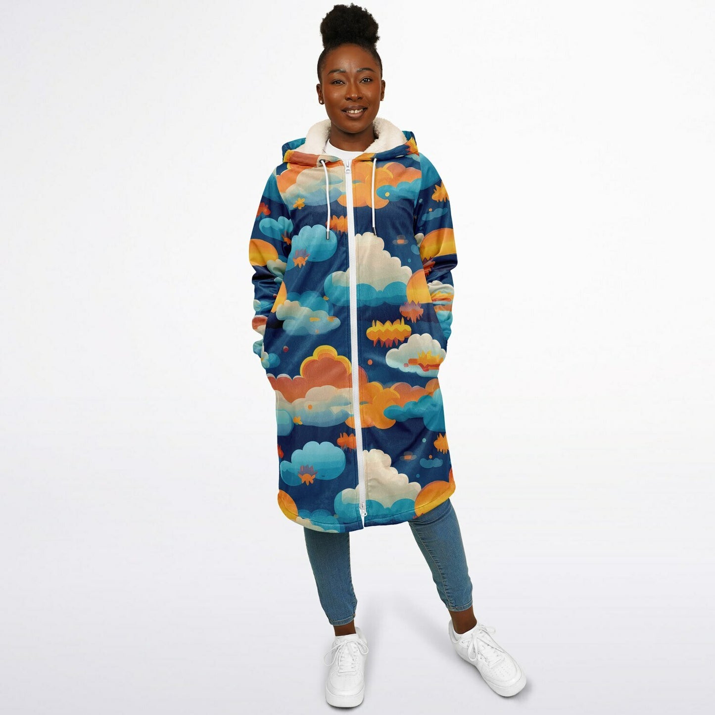 Zipper Cloak β Vibrant Kaleidoscope Mosaic Microfleece Wrap, Colorful Boho Festival Poncho