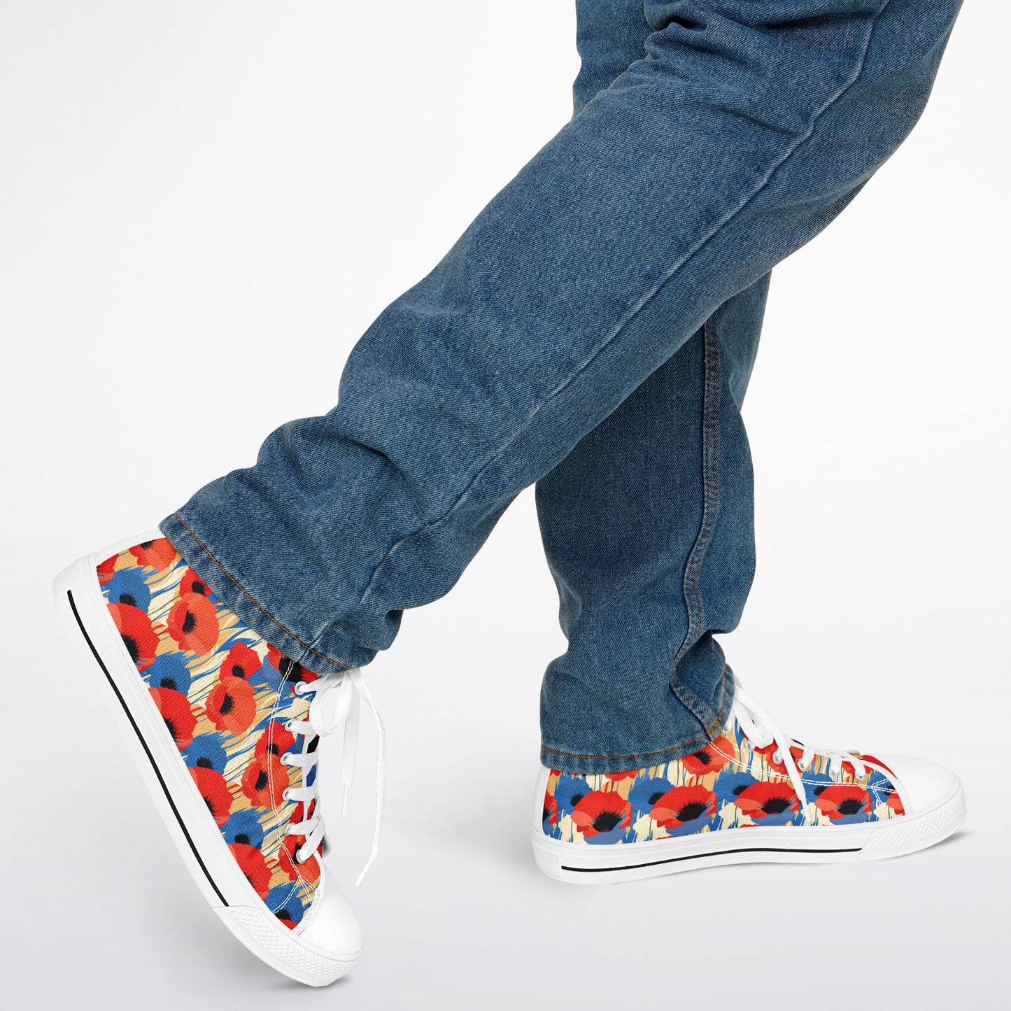 Urban Peak High Top Shoes | Abstract Poppy & Blue Flower Design