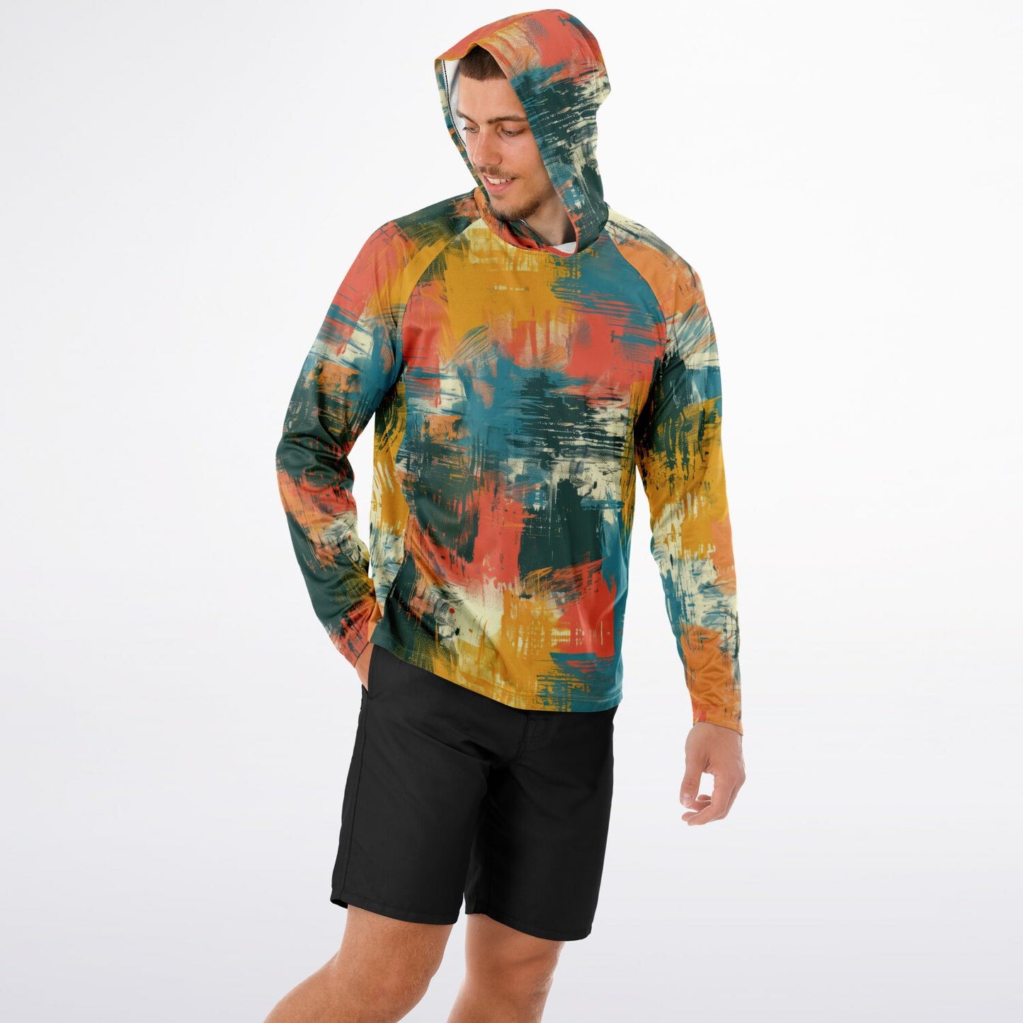 Men’s Long Sleeve Hooded Performance Shirt – “Oops, I Hugged the Paint Wall” Edition