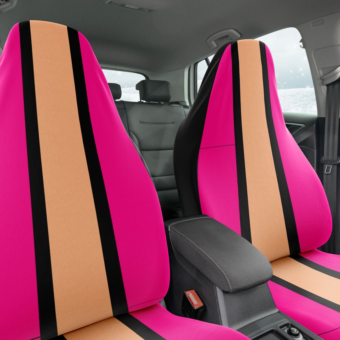 Hot Pink Peach & Black Car Seat Covers – Stylish Auto Seat Protection Superb Quality, Custom Design copy