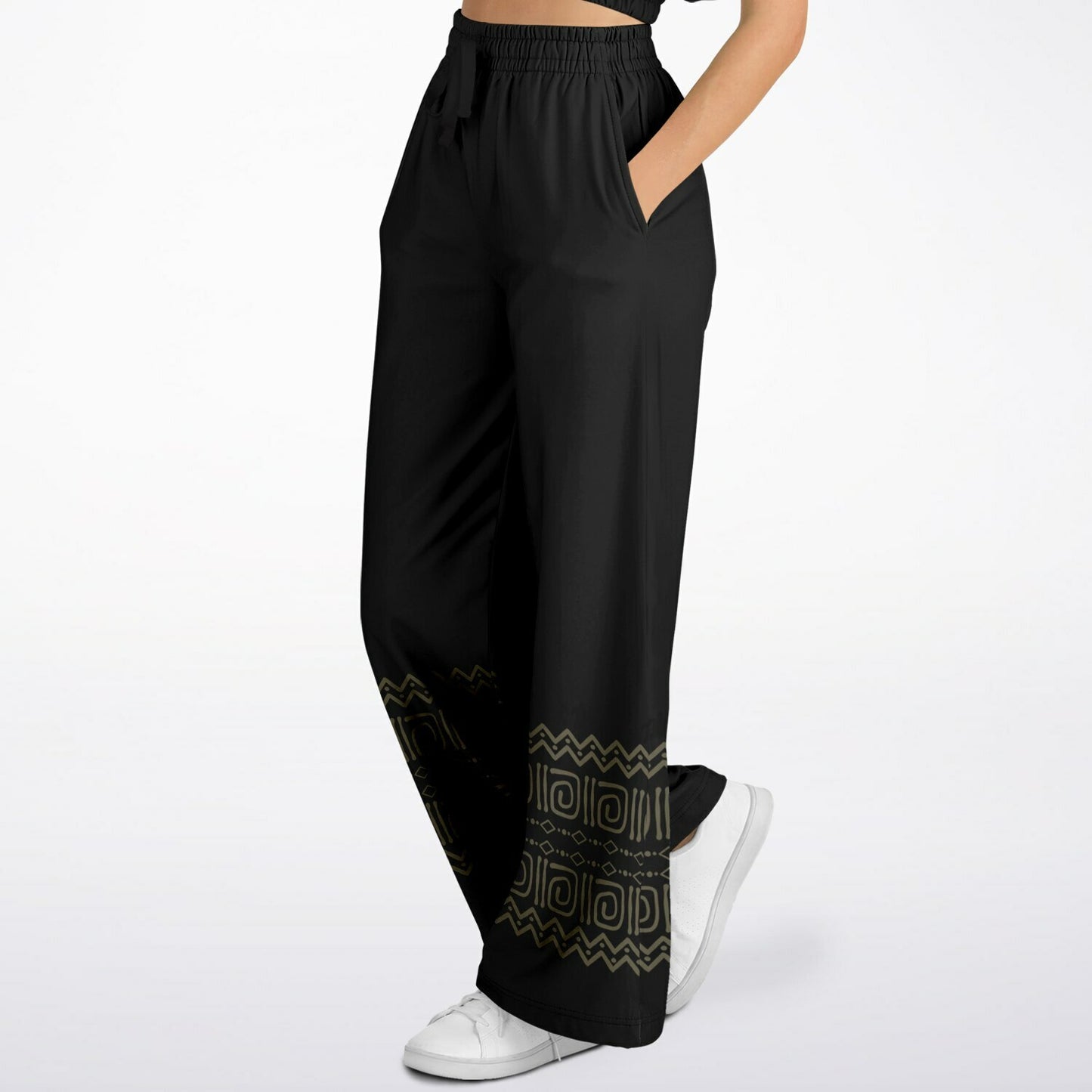 Boho Tribal Flare Joggers – Full Length Festival Pants, Hand Block Print Flare Trousers & Activewear Athletic