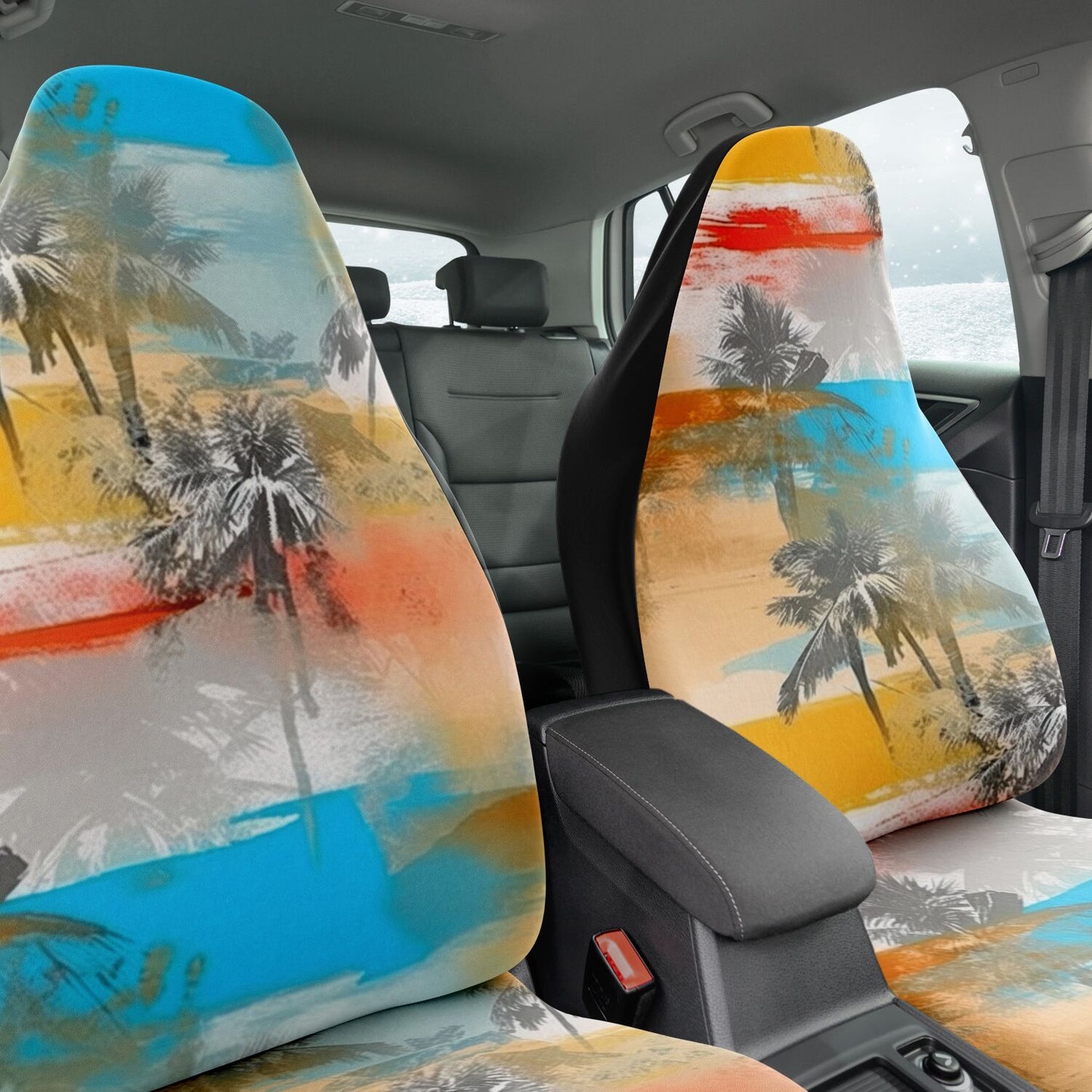 Tropical Watercolor Car Seat Cover – Palm Tree Vibes Trendy and Unique Design