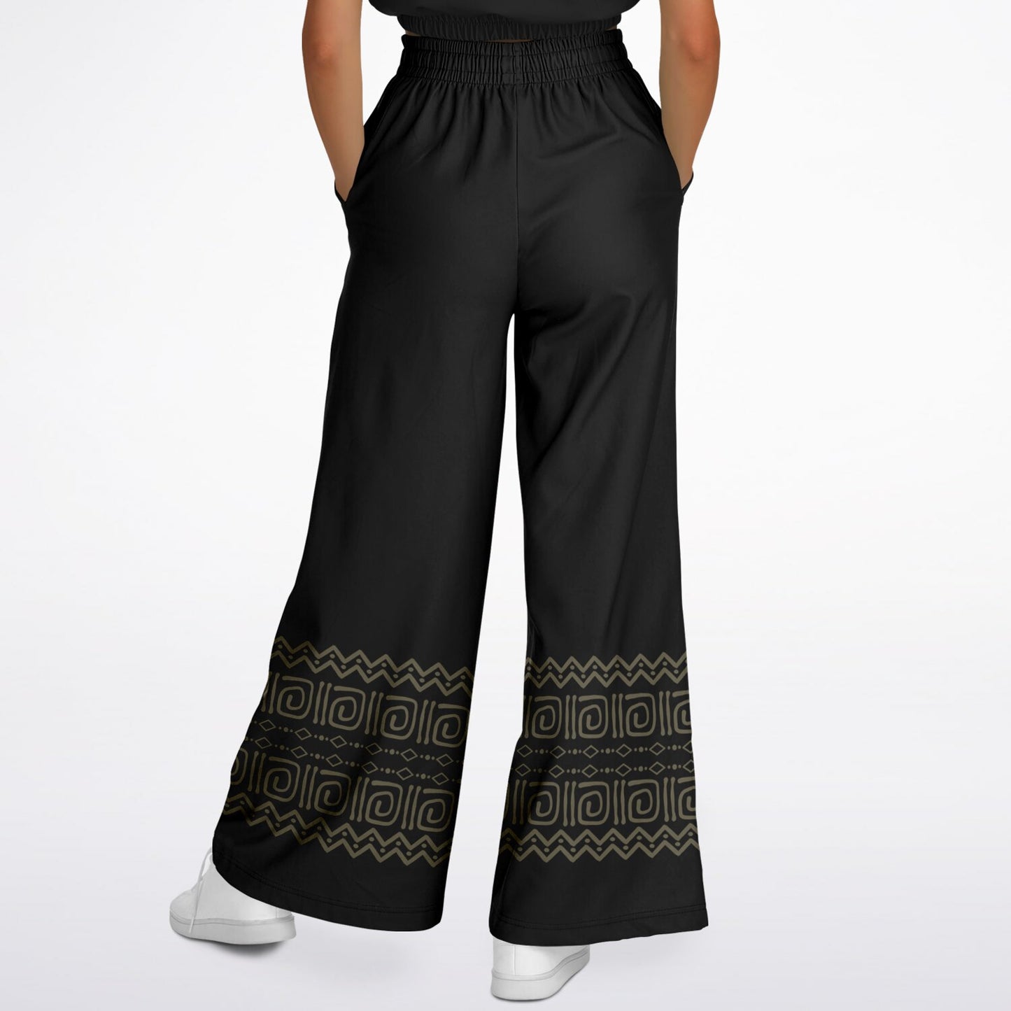 Boho Tribal Flare Joggers – Full Length Festival Pants, Hand Block Print Flare Trousers & Activewear Athletic