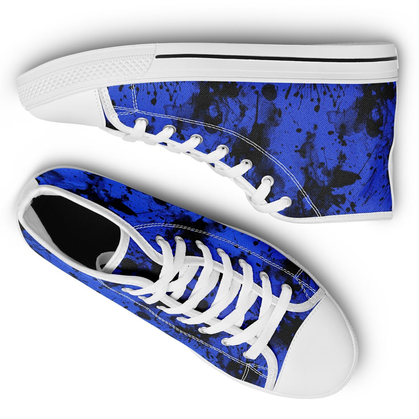 Urban Peak High Top Shoes | Blue, Black & White Ink Splash Grunge Sneakers