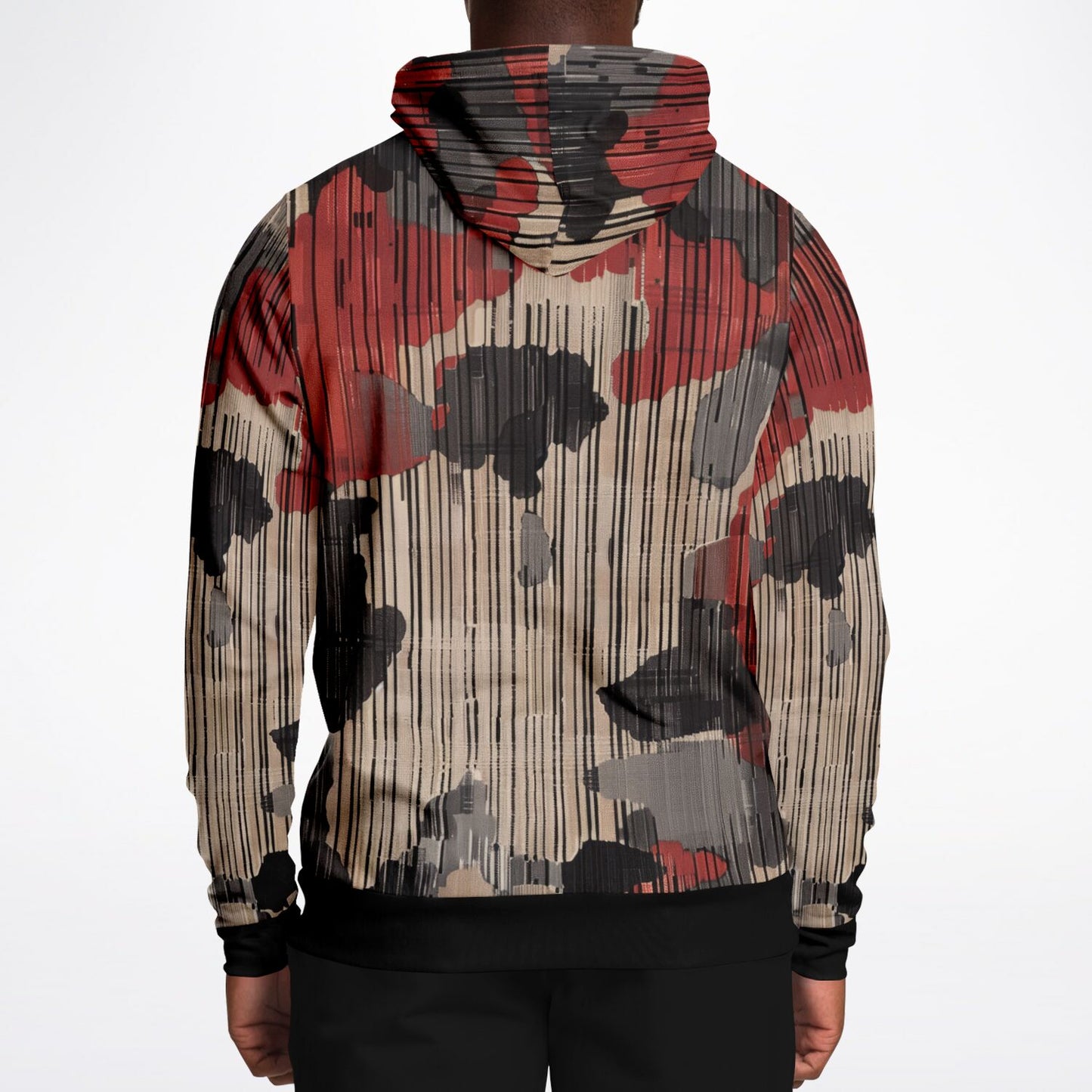 Red & Black Fashion Hoodie - Men & Women Bohemian Style Abstract Art Abstract Expressionism