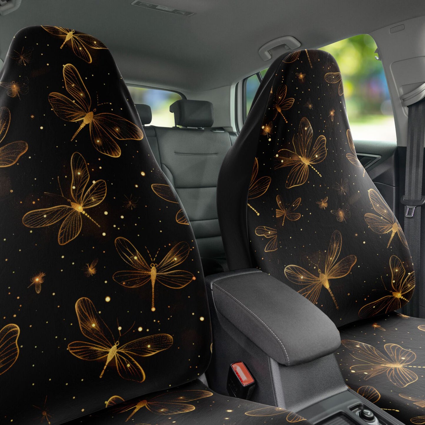 High Quality Golden Dragonfly Car Seat Covers – Custom Magical & Ethereal Design