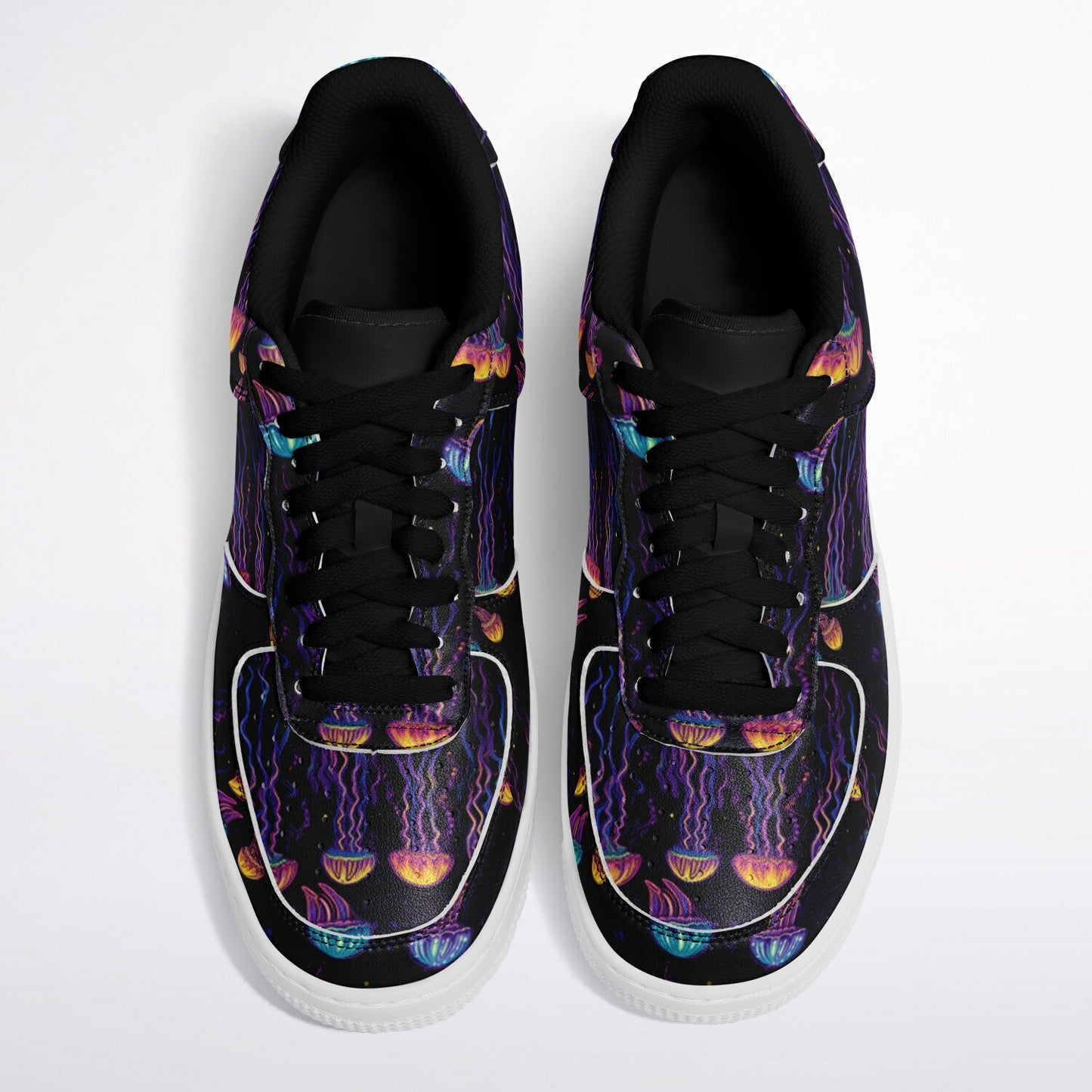 Core Low Shoes, Blue & Purple Jellyfish Sneakers, Ocean-Inspired Low Tops, Creative Sea Life Shoes, Custom Shoes