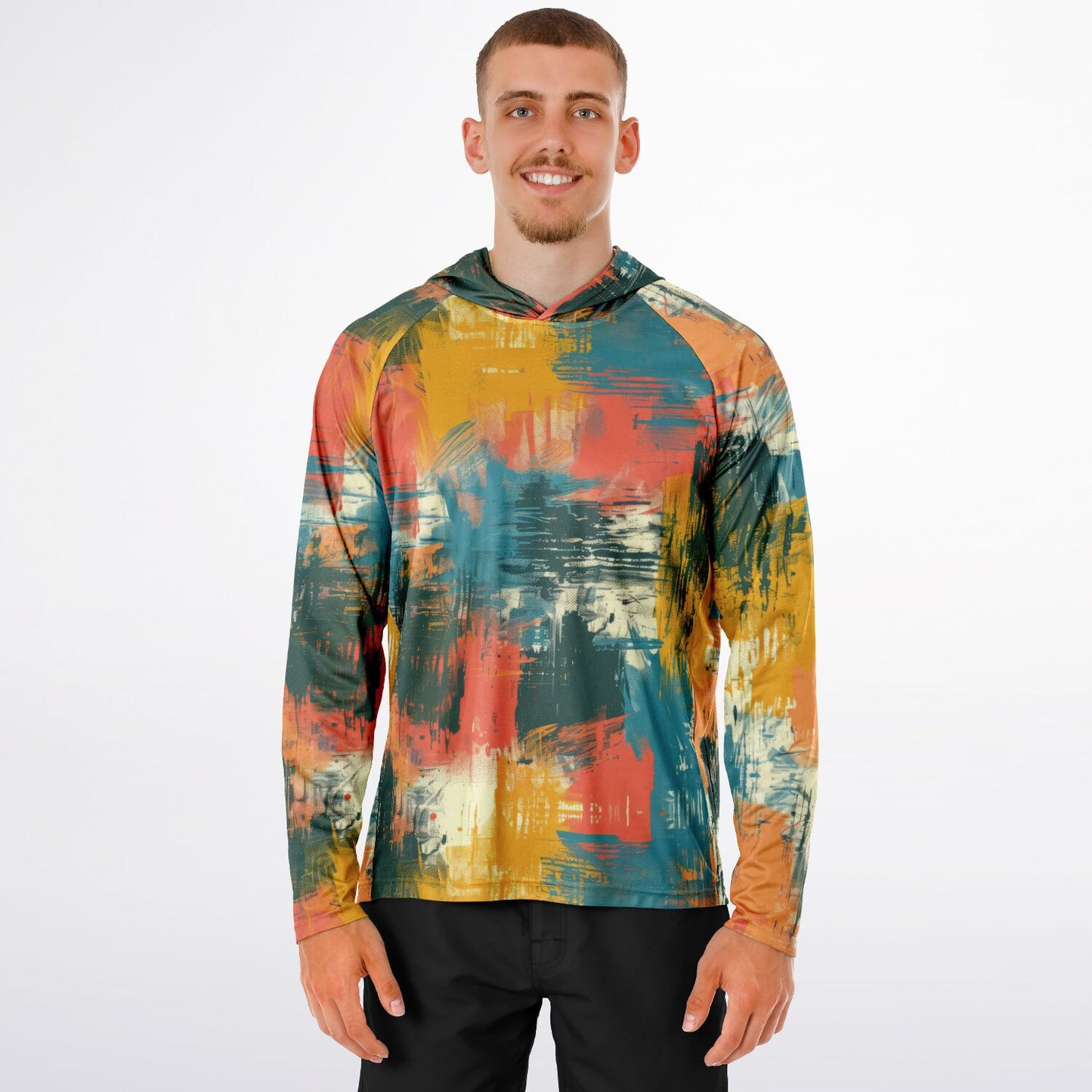 Men’s Long Sleeve Hooded Performance Shirt – “Oops, I Hugged the Paint Wall” Edition