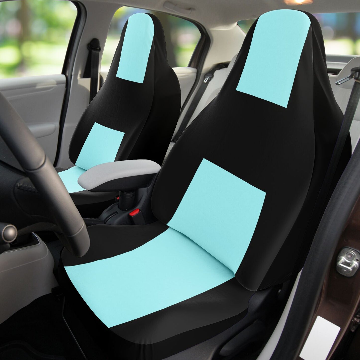 Mint Green & Black Classy Car Seat Covers – Stylish Protection for Your Car or Truck, Easy to Install Custom Design