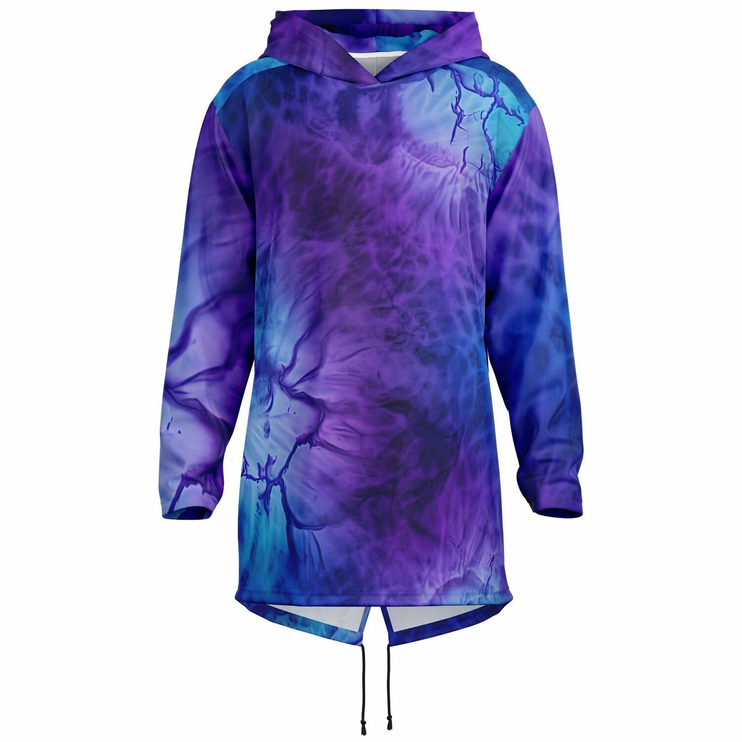 Purple Black Tie Dye Heavyweight Elongated Hoodie – Streetwear Style