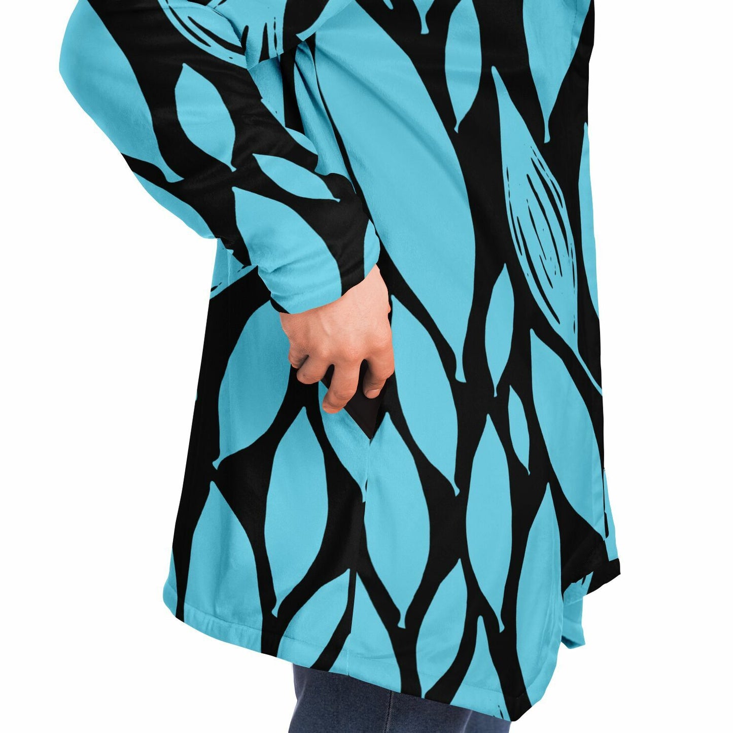 Black & Teal Boho Swirl Microfleece Cloak 🌿 Because Subtlety Is Overrated