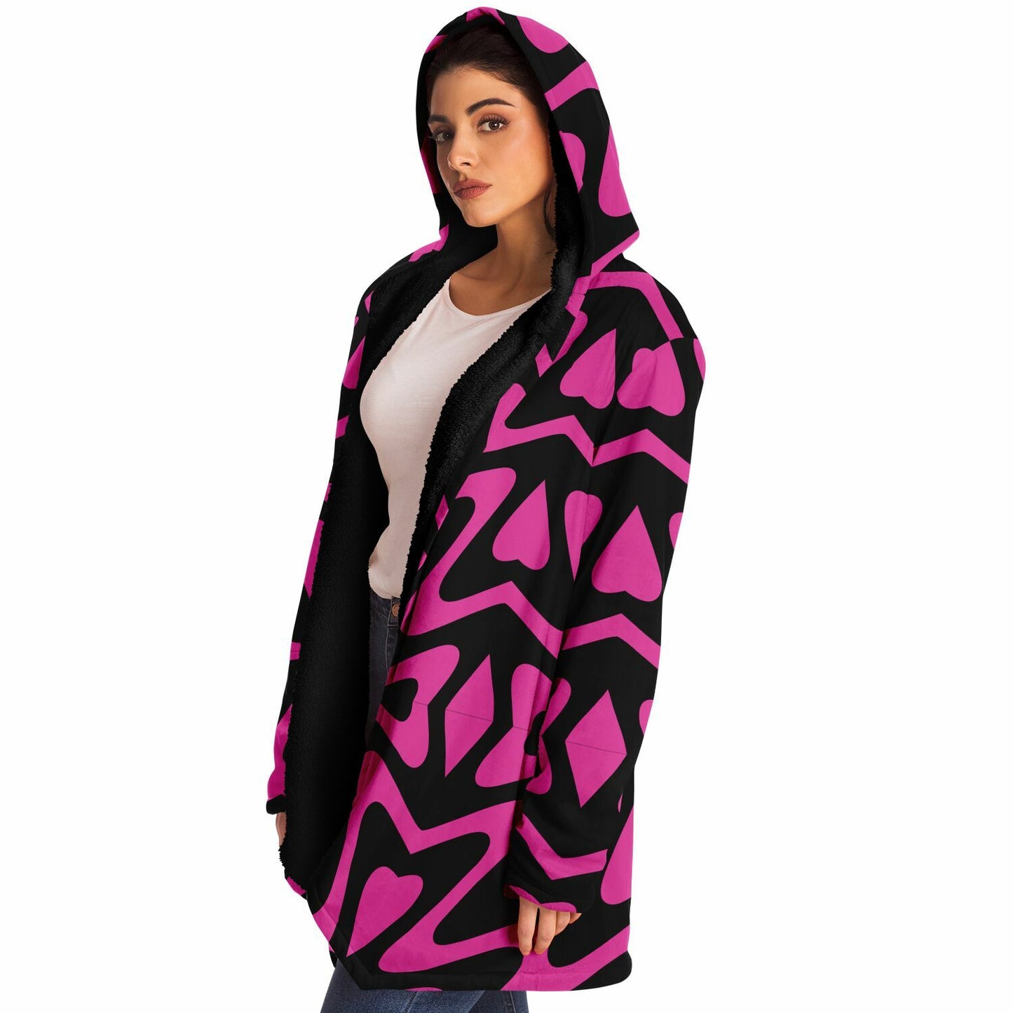Microfleece Cloak β Pink & Black Hippie Bolo πΈ Because Regular Cloaks Are Boring