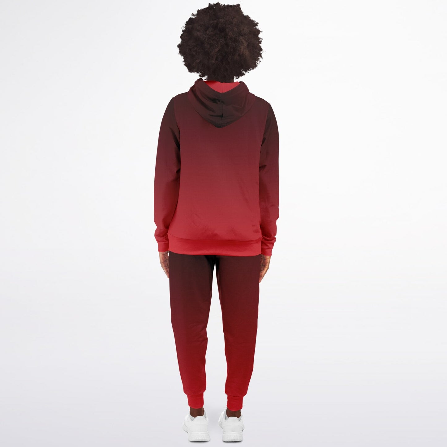 Black Red Ombre Hoodie Jogger Sweatsuit Set, Tie Dye Lounge Zip Hooded Sweatshirt Sweatpants Women Men Cotton Matching Plus Size Sweats