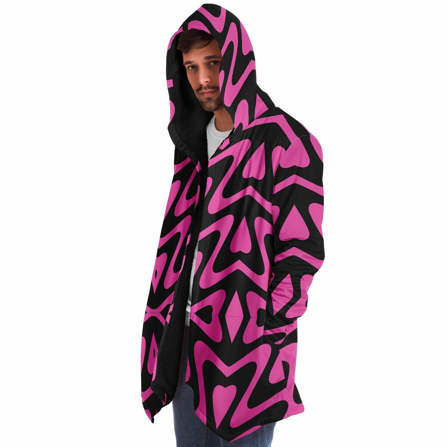 Microfleece Cloak β Pink & Black Hippie Bolo πΈ Because Regular Cloaks Are Boring