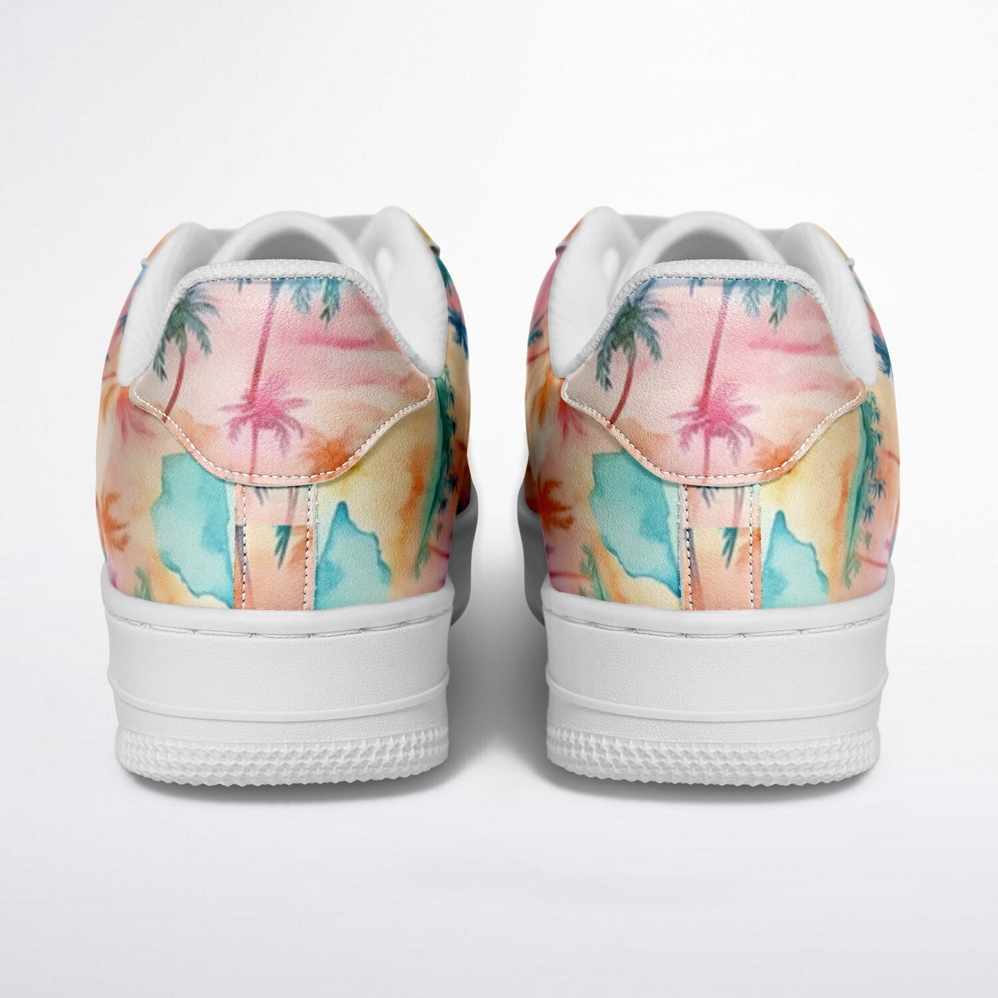 Super Cool Beach Shoes, Tropical Watercolor Sneakers, Pastel Palm Tree Low Tops, Summer Beach Shoes